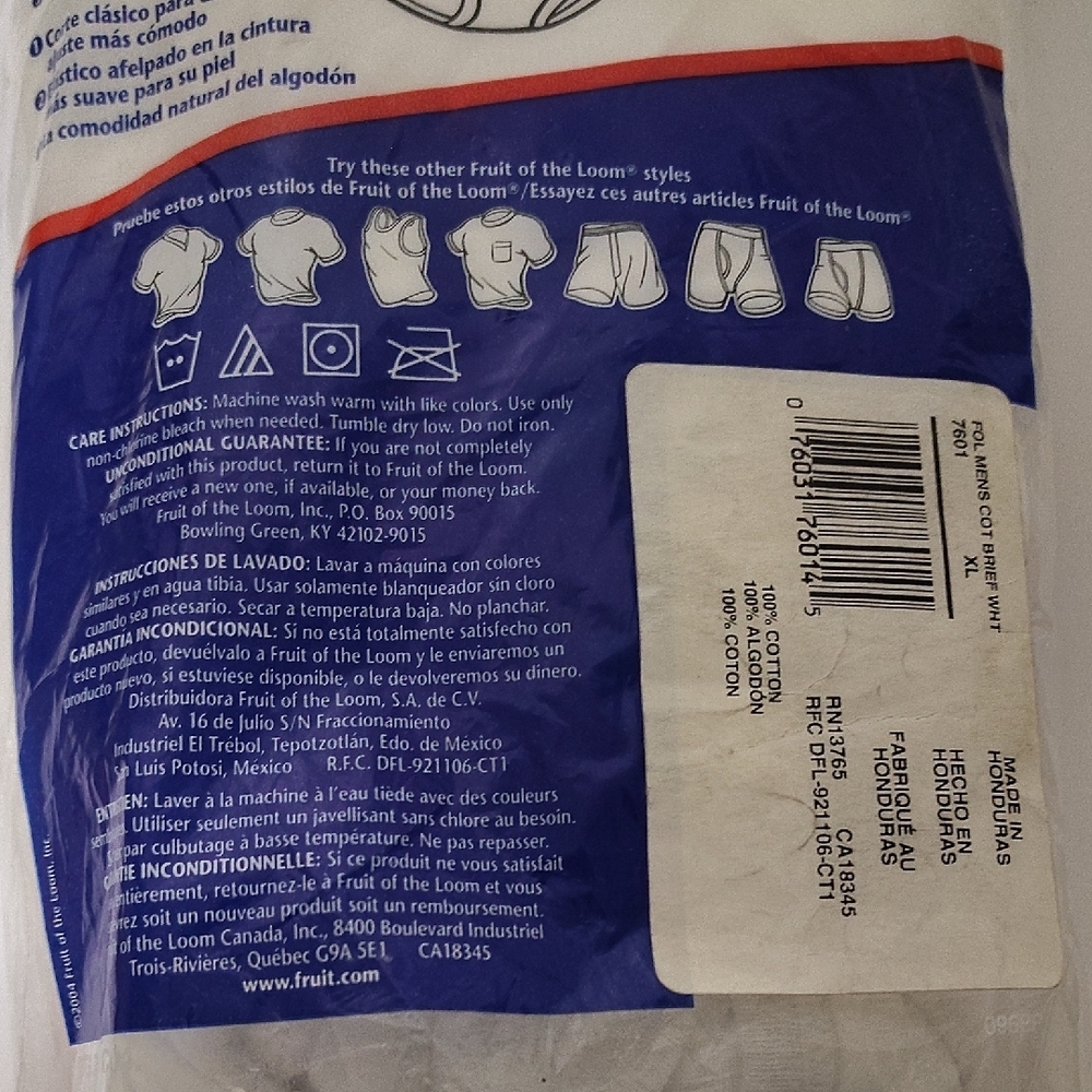 Vtg 2004 Fruit of the Loom Men's Classic White Briefs Sz 42-44 3-Pack - Picture 6 of 9